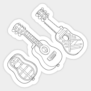 Luthier Guitar Structure Line Drawing Sticker